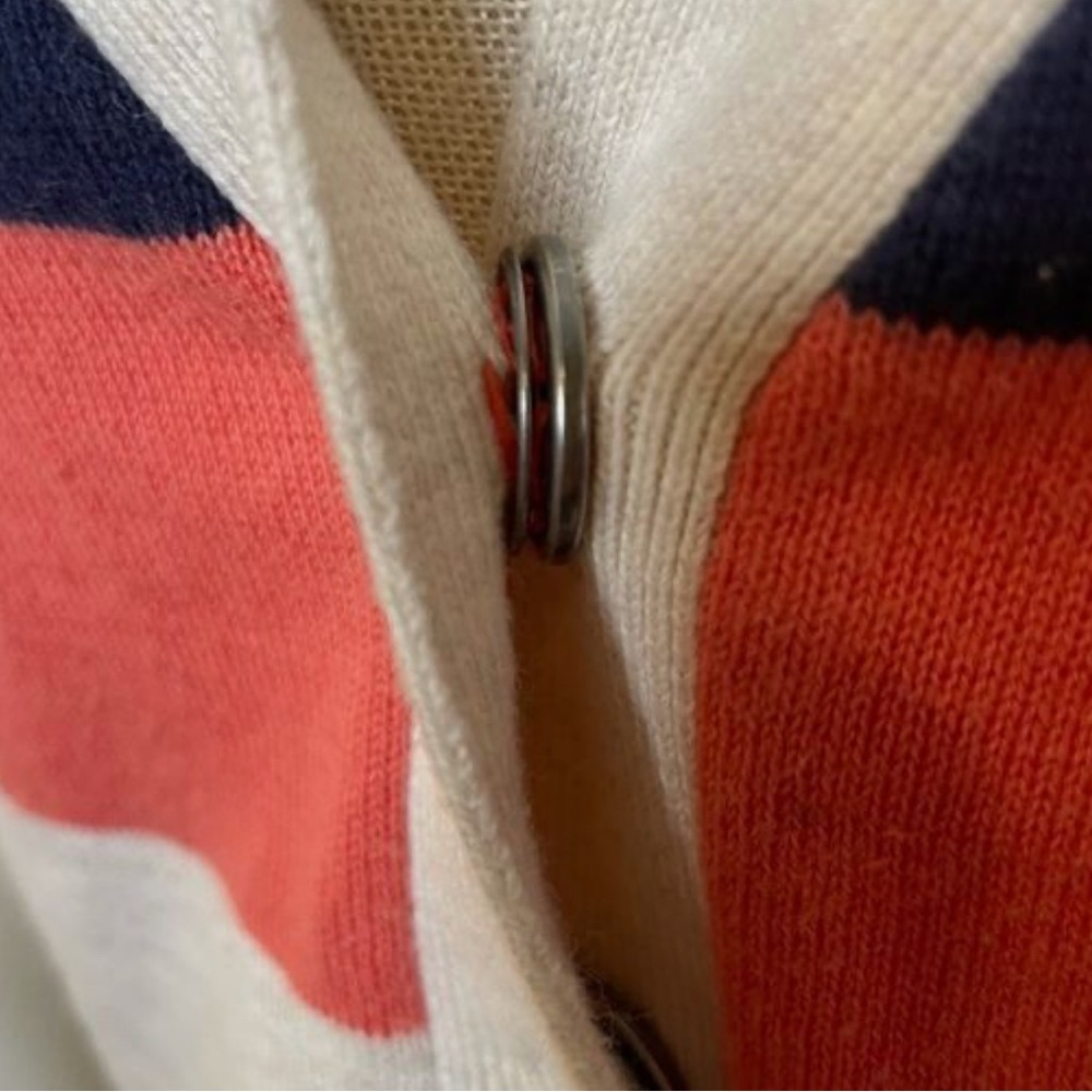 Caslon Striped Cardigan Cream Pink Navy Yellow - Picture 7 of 7